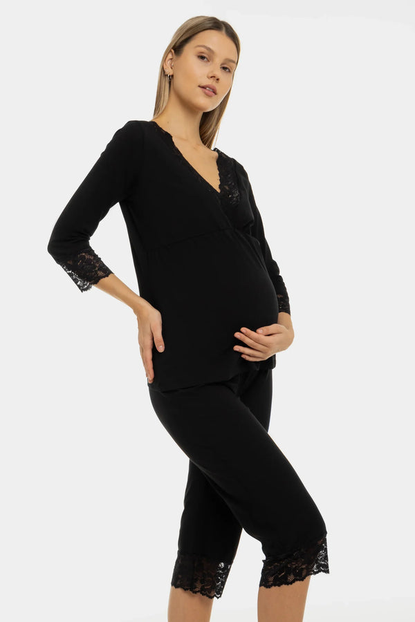 Πιτζάμα εγκυμοσύνης και θηλασμού με δαντέλα