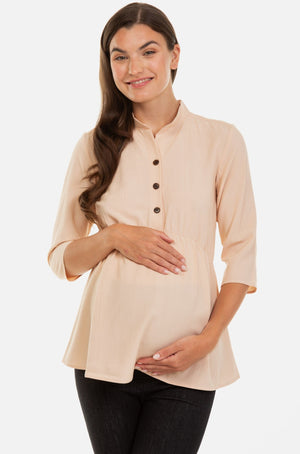 Λινό πουκάμισο εγκυμοσύνης και θηλασμού -  - soonMAMA - Η σωστή προσθήκη στην κομψή και άνετη εγκυμοσύνη! - Παλτά για έγκυες