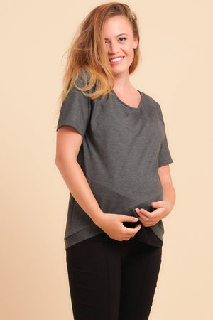 Βαμβακερή μπλούζα εγκυμοσύνης και θηλασμού - Μπλούζα - soonMAMA - Η σωστή προσθήκη στην κομψή και άνετη εγκυμοσύνη! - Παλτά για έγκυες