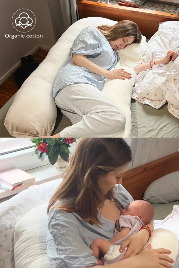 Μαξιλάρι εγκυμοσύνης 3 σε 1 - οργανικό βαμβάκι - εκρού - - soonMAMA - Η σωστή προσθήκη στην κομψή και άνετη εγκυμοσύνη! - Παλτά για έγκυες