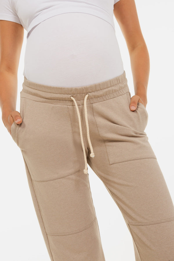 Αθλητικό παντελόνι εγκυμοσύνης – μπεζ - - soonMAMA - Η σωστή προσθήκη στην κομψή και άνετη εγκυμοσύνη! - Παλτά για έγκυες