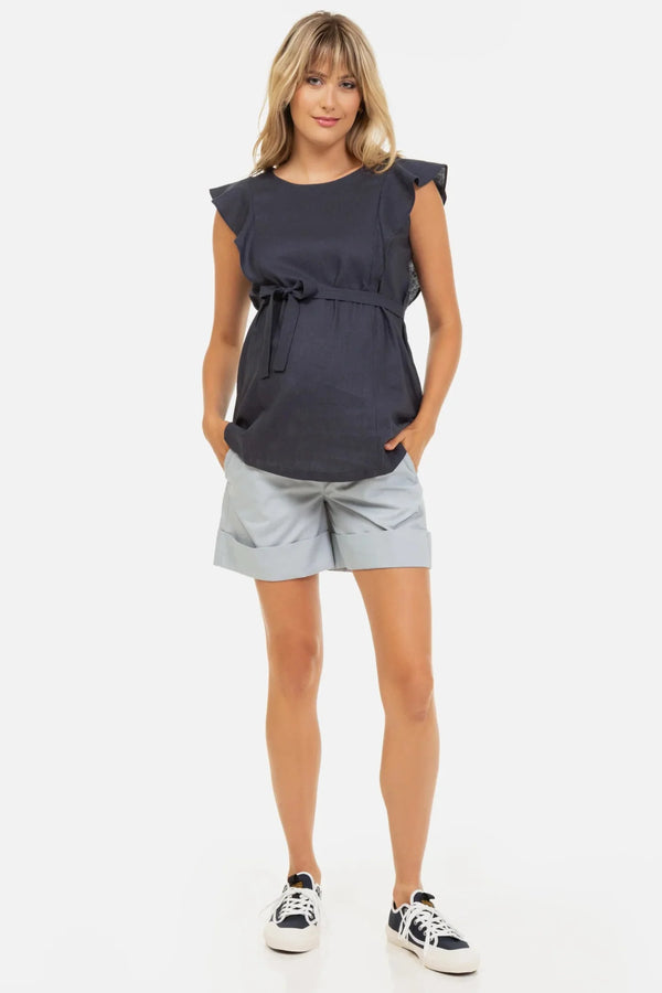 Βαμβακερό παντελόνι εγκυμοσύνης - ανοιχτό γαλάζιο - - soonMAMA - Η σωστή προσθήκη στην κομψή και άνετη εγκυμοσύνη! - Παλτά για έγκυες