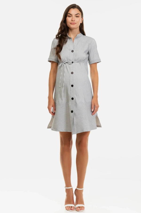 Ριγέ πουκάμισο-φόρεμα εγκυμοσύνης και θηλασμού - - soonMAMA - Η σωστή προσθήκη στην κομψή και άνετη εγκυμοσύνη! - Παλτά για έγκυες