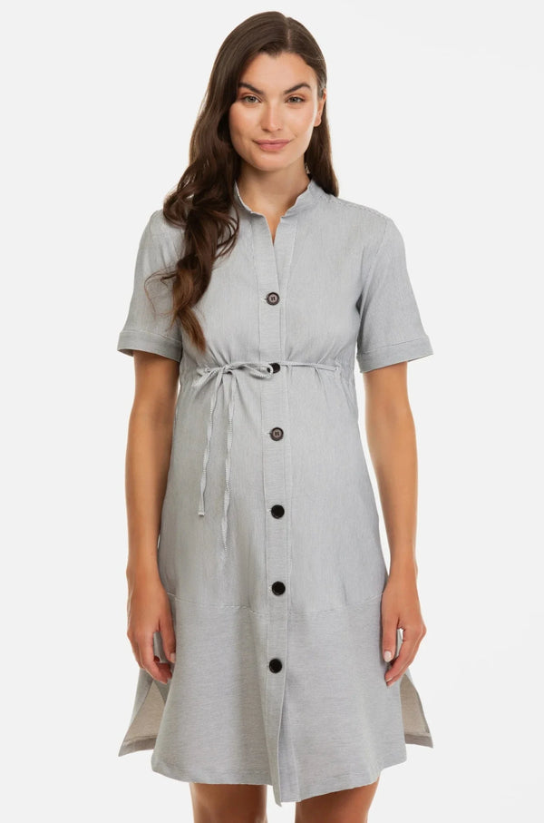 Ριγέ πουκάμισο-φόρεμα εγκυμοσύνης και θηλασμού - - soonMAMA - Η σωστή προσθήκη στην κομψή και άνετη εγκυμοσύνη! - Παλτά για έγκυες