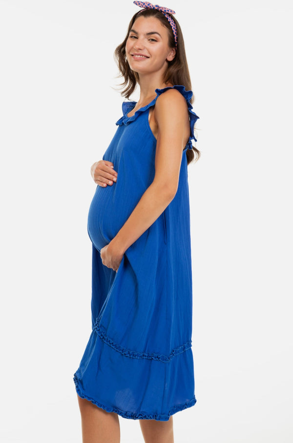 Ριχτό φόρεμα εγκυμοσύνης με βολάν -  - soonMAMA - Η σωστή προσθήκη στην κομψή και άνετη εγκυμοσύνη! - Παλτά για έγκυες