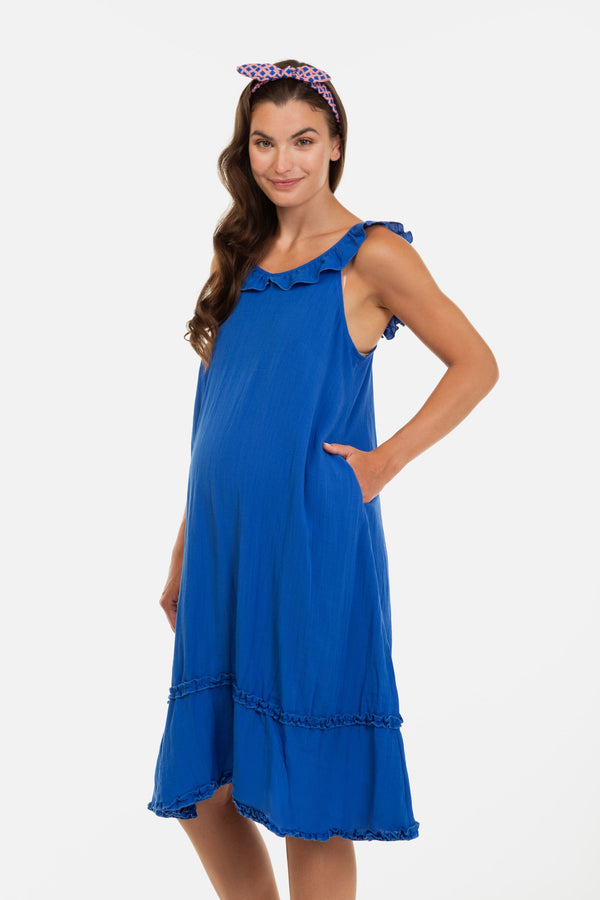 Ριχτό φόρεμα εγκυμοσύνης με βολάν -  - soonMAMA - Η σωστή προσθήκη στην κομψή και άνετη εγκυμοσύνη! - Παλτά για έγκυες
