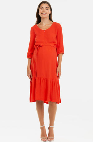 Φόρεμα εγκυμοσύνης και θηλασμού από τσαλακωτό ύφασμα - Φόρεμα - soonMAMA - Η σωστή προσθήκη στην κομψή και άνετη εγκυμοσύνη! - Παλτά για έγκυες