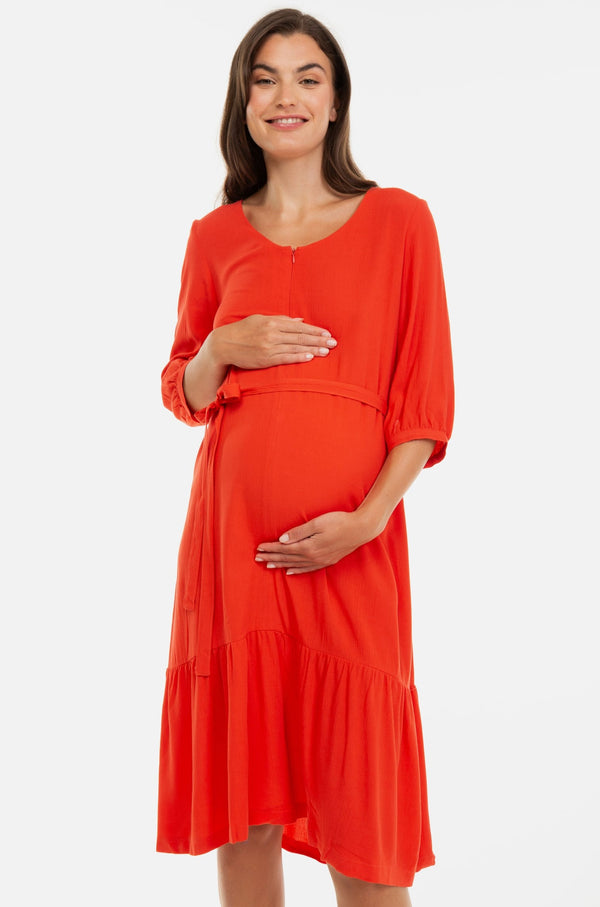 Φόρεμα εγκυμοσύνης και θηλασμού από τσαλακωτό ύφασμα - Φόρεμα - soonMAMA - Η σωστή προσθήκη στην κομψή και άνετη εγκυμοσύνη! - Παλτά για έγκυες