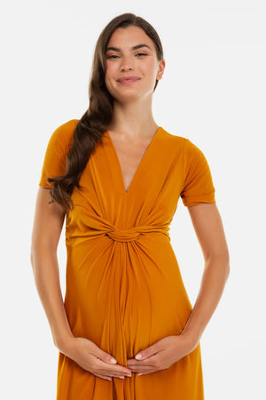 Κομψό φόρεμα εγκυμοσύνης με κόμπο - - soonMAMA - Η σωστή προσθήκη στην κομψή και άνετη εγκυμοσύνη! - Παλτά για έγκυες