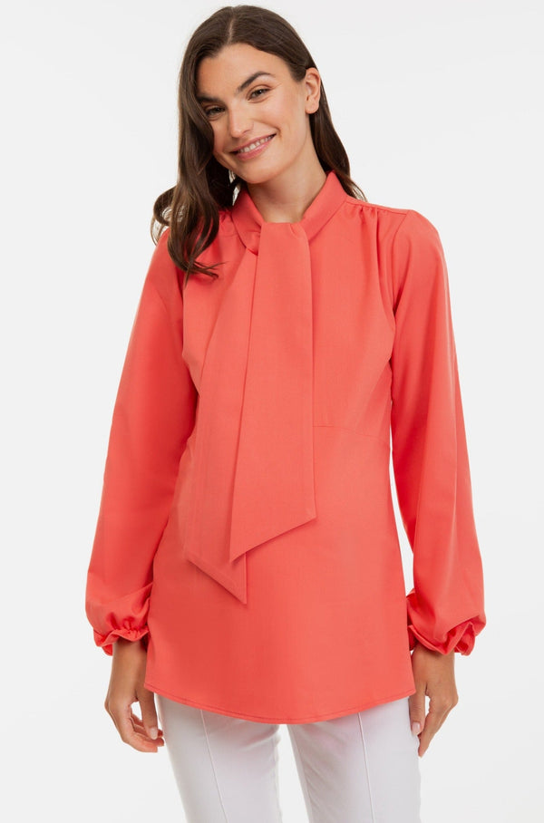 Πουκάμισο εγκυμοσύνης με δέσιμο στον γιακά - - soonMAMA - Η σωστή προσθήκη στην κομψή και άνετη εγκυμοσύνη! - Παλτά για έγκυες