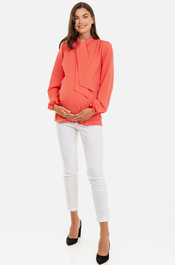 Πουκάμισο εγκυμοσύνης με δέσιμο στον γιακά - - soonMAMA - Η σωστή προσθήκη στην κομψή και άνετη εγκυμοσύνη! - Παλτά για έγκυες