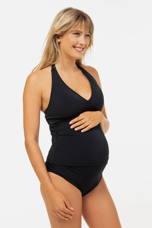 Μαγιό εγκυμοσύνης δύο τεμαχίων σε σκούρο μπλε - Μαγιό - soonMAMA - Η σωστή προσθήκη στην κομψή και άνετη εγκυμοσύνη! - Παλτά για έγκυες