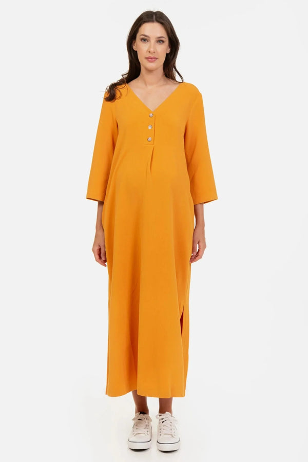 Μακρύ φόρεμα εγκυμοσύνης και θηλασμού με σκισίματα - - soonMAMA - Η σωστή προσθήκη στην κομψή και άνετη εγκυμοσύνη! - Παλτά για έγκυες