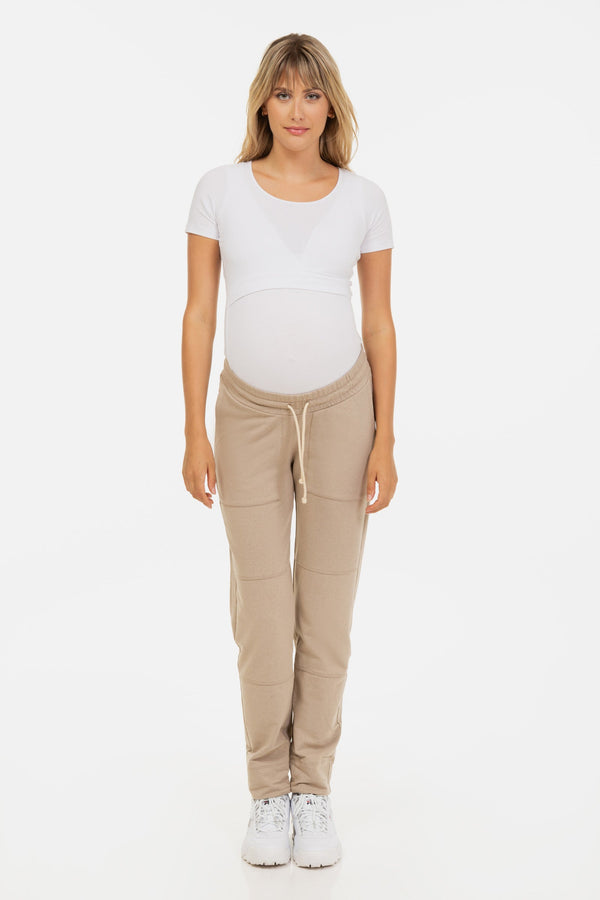 Αθλητικό παντελόνι εγκυμοσύνης – μπεζ - - soonMAMA - Η σωστή προσθήκη στην κομψή και άνετη εγκυμοσύνη! - Παλτά για έγκυες