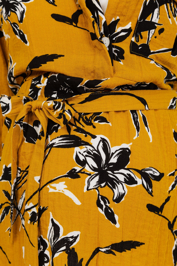 Πουκάμισο εγκυμοσύνης και θηλασμού με σχέδιο - ώχρα - - soonMAMA - Η σωστή προσθήκη στην κομψή και άνετη εγκυμοσύνη! - Παλτά για έγκυες