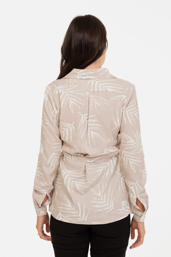 Πουκάμισο εγκυμοσύνης και θηλασμού με σχέδιο - μπεζ - - soonMAMA - Η σωστή προσθήκη στην κομψή και άνετη εγκυμοσύνη! - Παλτά για έγκυες