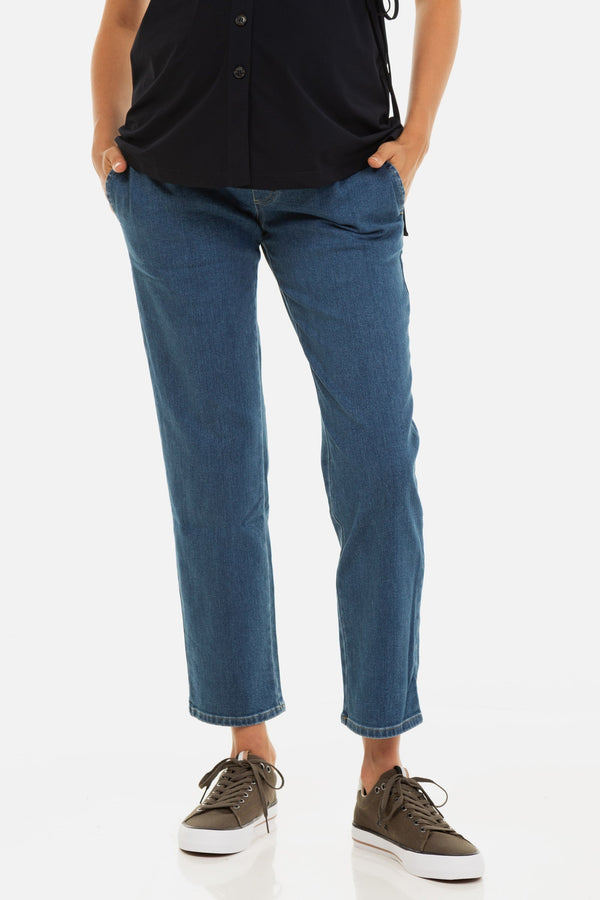 Ελαστικό τζιν εγκυμοσύνης σε ίσια γραμμή