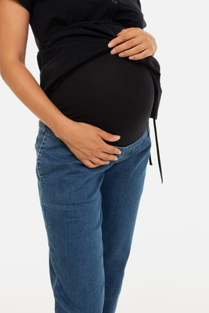 Ελαστικό τζιν εγκυμοσύνης σε ίσια γραμμή - - soonMAMA - Η σωστή προσθήκη στην κομψή και άνετη εγκυμοσύνη! - Παλτά για έγκυες