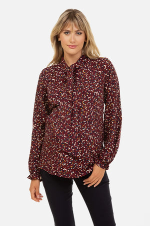 Χρωματιστό πουκάμισο εγκυμοσύνης και θηλασμού με γιακά με κορδέλα - - soonMAMA - Η σωστή προσθήκη στην κομψή και άνετη εγκυμοσύνη! - Παλτά για έγκυες