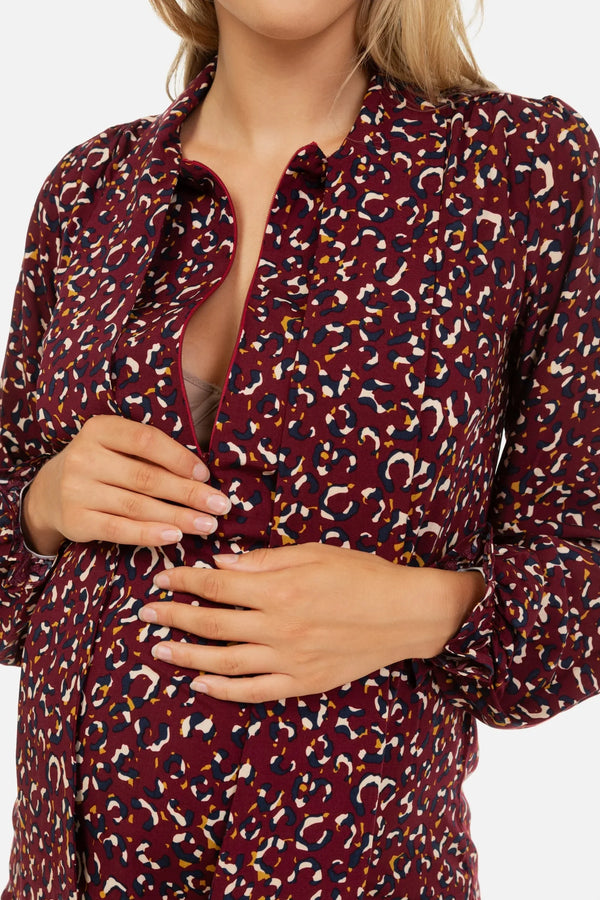 Χρωματιστό πουκάμισο εγκυμοσύνης και θηλασμού με γιακά με κορδέλα - - soonMAMA - Η σωστή προσθήκη στην κομψή και άνετη εγκυμοσύνη! - Παλτά για έγκυες