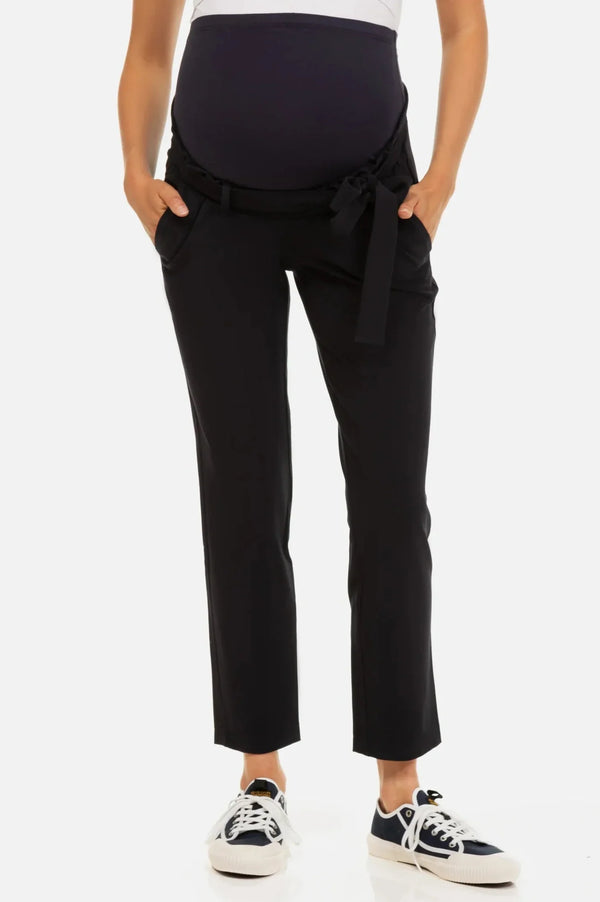 Φαρδύ παντελόνι εγκυμοσύνης με σούρες - σκούρο μπλε - Παντελόνι - soonMAMA - Η σωστή προσθήκη στην κομψή και άνετη εγκυμοσύνη! - Παλτά για έγκυες