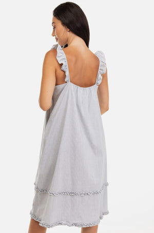 Βαμβακερό ριχτό φόρεμα με βολάν -  - soonMAMA - Η σωστή προσθήκη στην κομψή και άνετη εγκυμοσύνη! - Παλτά για έγκυες