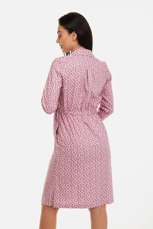 Εμπριμέ βαμβακερό πουκάμισο-φόρεμα εγκυμοσύνης και θηλασμού - - soonMAMA - Η σωστή προσθήκη στην κομψή και άνετη εγκυμοσύνη! - Παλτά για έγκυες