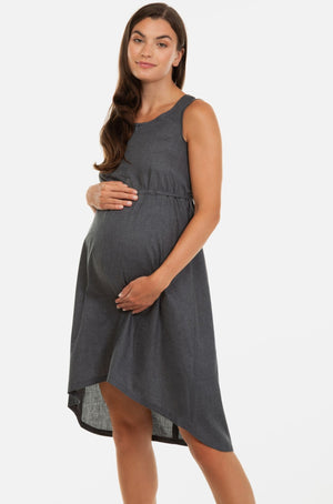 Ασύμμετρο βαμβακερό φόρεμα εγκυμοσύνης και θηλασμού - Φόρεμα - soonMAMA - Η σωστή προσθήκη στην κομψή και άνετη εγκυμοσύνη! - Παλτά για έγκυες