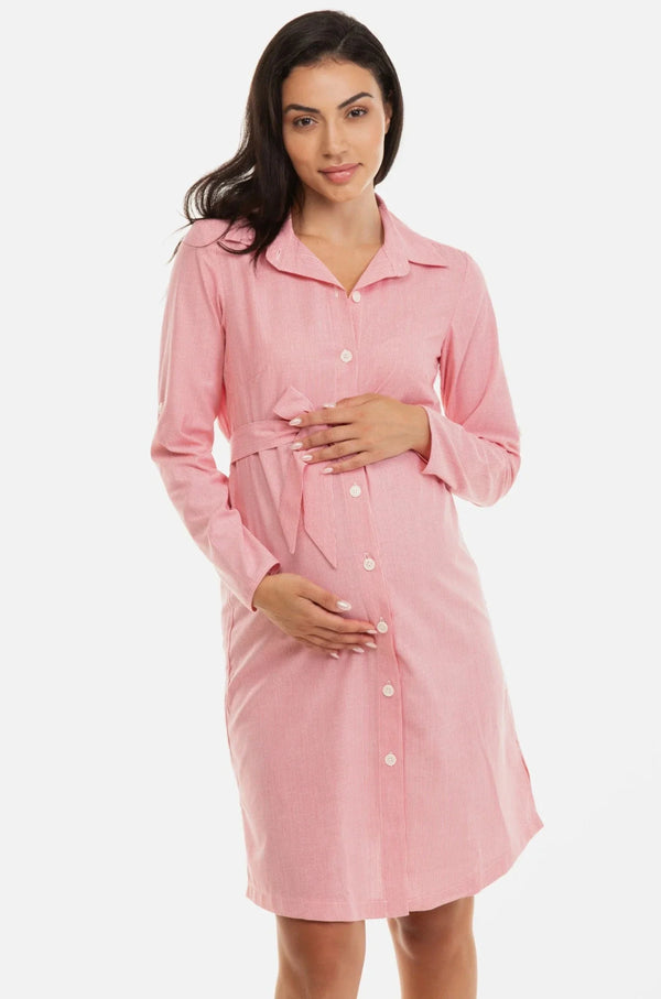 Βαμβακερό πουκάμισο-φόρεμα εγκυμοσύνης και θηλασμού - - soonMAMA - Η σωστή προσθήκη στην κομψή και άνετη εγκυμοσύνη! - Παλτά για έγκυες