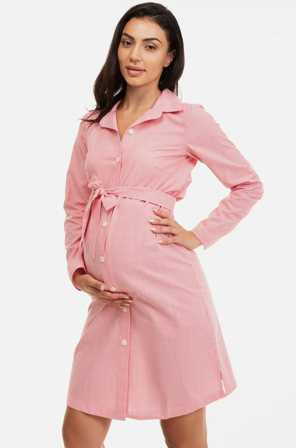 Βαμβακερό πουκάμισο-φόρεμα εγκυμοσύνης και θηλασμού - - soonMAMA - Η σωστή προσθήκη στην κομψή και άνετη εγκυμοσύνη! - Παλτά για έγκυες
