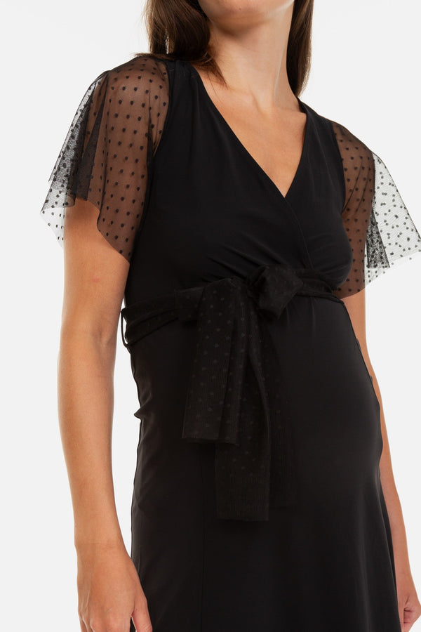 Φόρεμα εγκυμοσύνης και θηλασμού με πουά λεπτομέρεια - - soonMAMA - Η σωστή προσθήκη στην κομψή και άνετη εγκυμοσύνη! - Παλτά για έγκυες