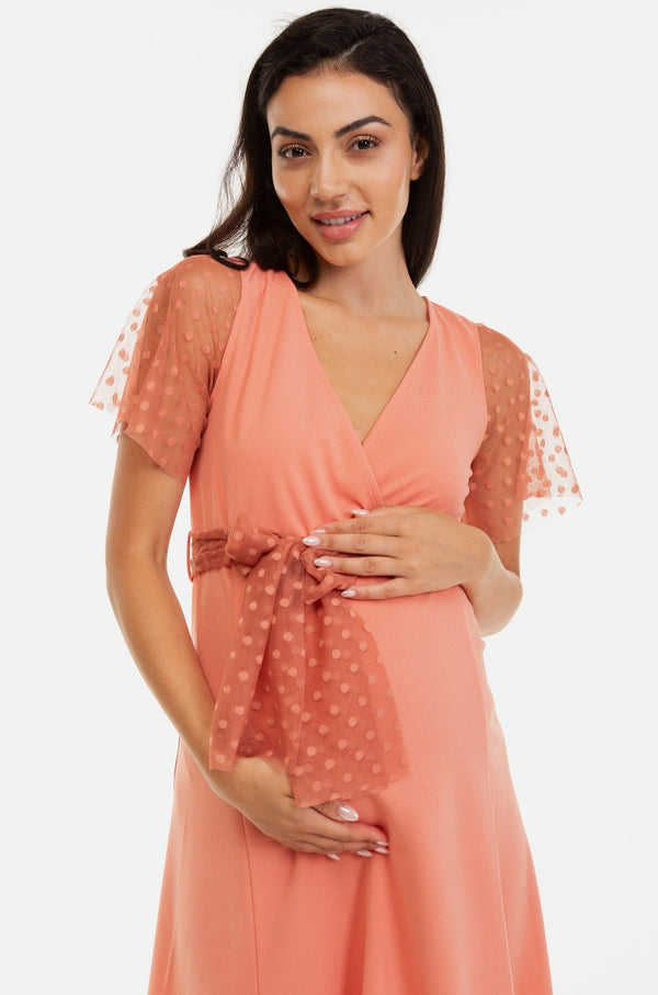 Φόρεμα εγκυμοσύνης και θηλασμού με πουά λεπτομέρεια - - soonMAMA - Η σωστή προσθήκη στην κομψή και άνετη εγκυμοσύνη! - Παλτά για έγκυες