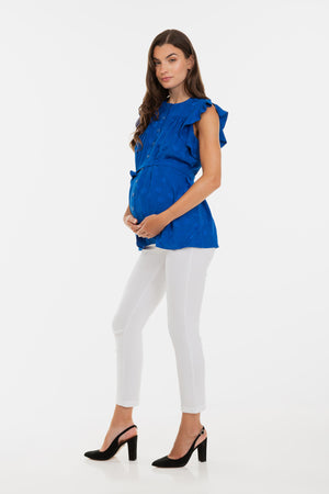 Ελαστικό παντελόνι εγκυμοσύνης σε λευκό - Παντελόνι - soonMAMA - Η σωστή προσθήκη στην κομψή και άνετη εγκυμοσύνη! - Παλτά για έγκυες