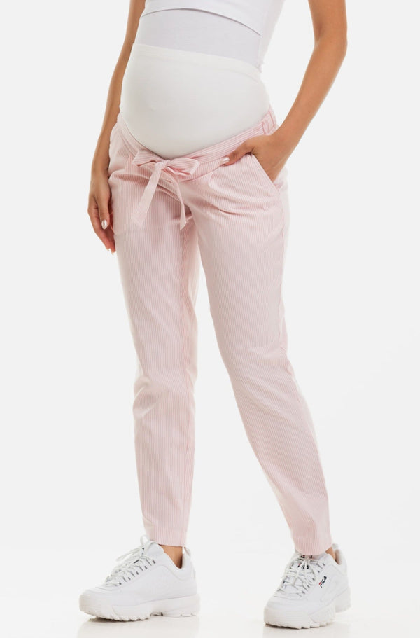 Βαμβακερό ριγέ παντελόνι εγκυμοσύνης - - soonMAMA - Η σωστή προσθήκη στην κομψή και άνετη εγκυμοσύνη! - Παλτά για έγκυες