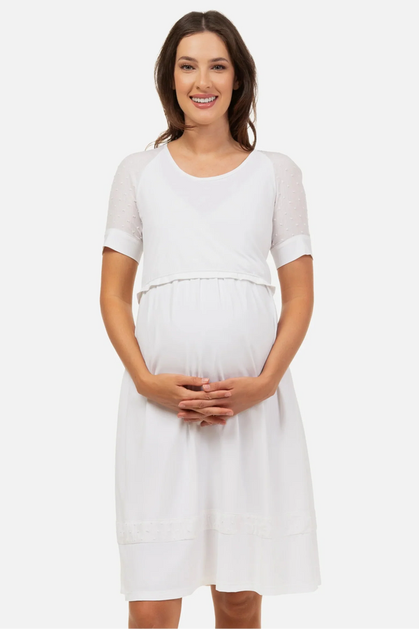 Φόρεμα εγκυμοσύνης και θηλασμού με διάφανη λεπτομέρεια - - soonMAMA - Η σωστή προσθήκη στην κομψή και άνετη εγκυμοσύνη! - Παλτά για έγκυες