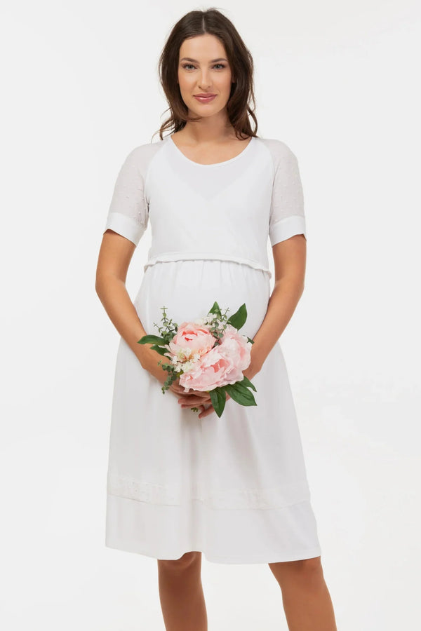 Φόρεμα εγκυμοσύνης και θηλασμού με διάφανη λεπτομέρεια - - soonMAMA - Η σωστή προσθήκη στην κομψή και άνετη εγκυμοσύνη! - Παλτά για έγκυες