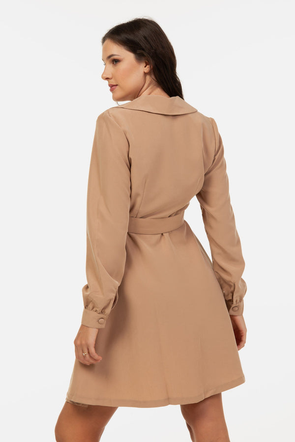 Φόρεμα εγκυμοσύνης και θηλασμού με γιακά – μπεζ - - soonMAMA - Η σωστή προσθήκη στην κομψή και άνετη εγκυμοσύνη! - Παλτά για έγκυες