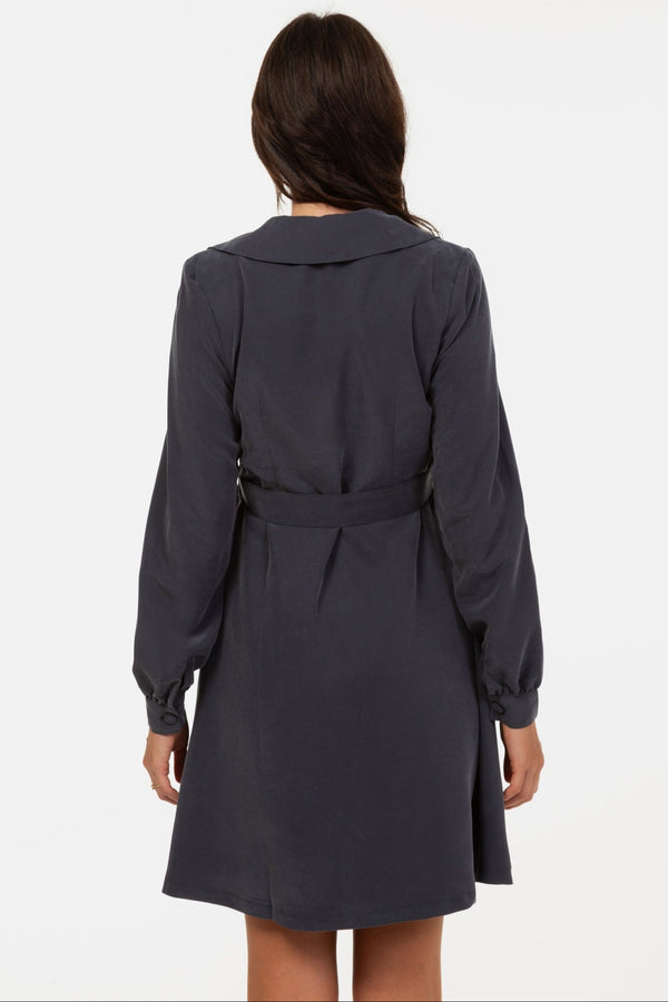 Φόρεμα εγκυμοσύνης και θηλασμού με γιακά – γκρι - - soonMAMA - Η σωστή προσθήκη στην κομψή και άνετη εγκυμοσύνη! - Παλτά για έγκυες