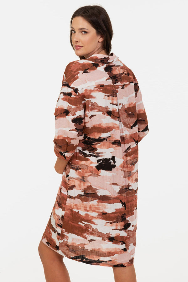 Πουκαμίσα-φόρεμα εγκυμοσύνης και θηλασμού - τερακότα - - soonMAMA - Η σωστή προσθήκη στην κομψή και άνετη εγκυμοσύνη! - Παλτά για έγκυες