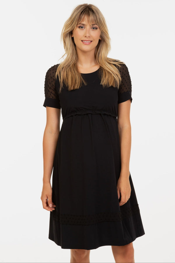 Φόρεμα εγκυμοσύνης και θηλασμού με μανίκια με πουά σχέδιο - - soonMAMA - Η σωστή προσθήκη στην κομψή και άνετη εγκυμοσύνη! - Παλτά για έγκυες