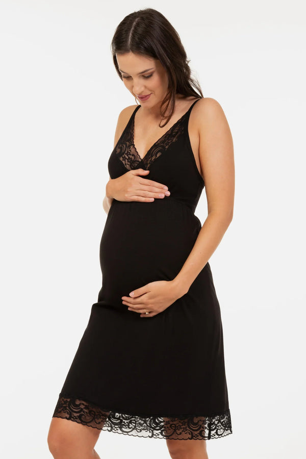 Νυχτικό εγκυμοσύνης και θηλασμού με δαντέλα - Πυτζάμες - soonMAMA - Η σωστή προσθήκη στην κομψή και άνετη εγκυμοσύνη! - Παλτά για έγκυες