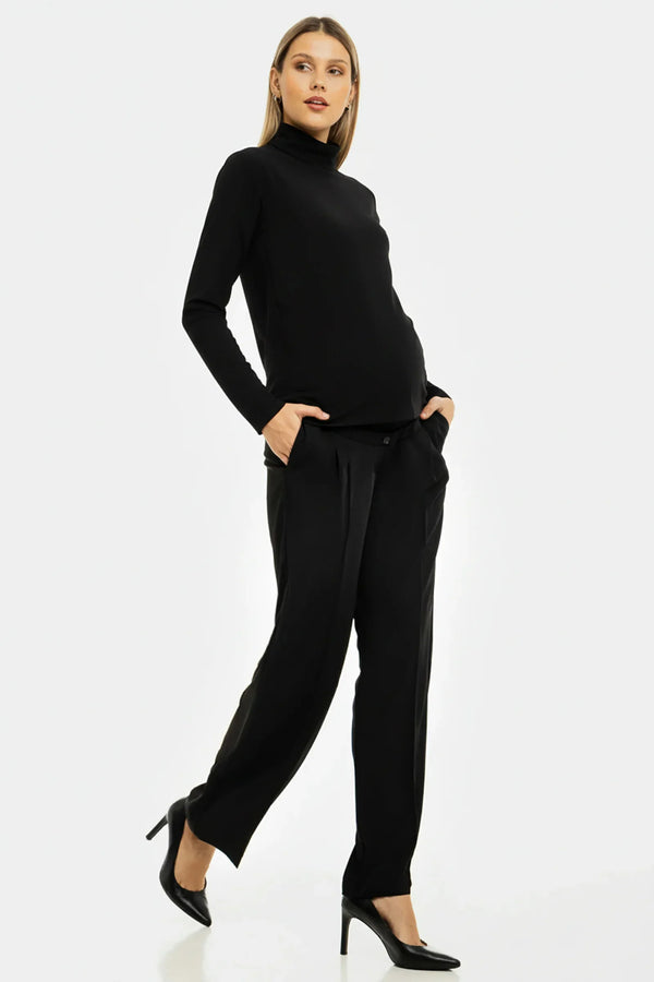 Μαύρο παντελόνι εγκυμοσύνης με πιέτες