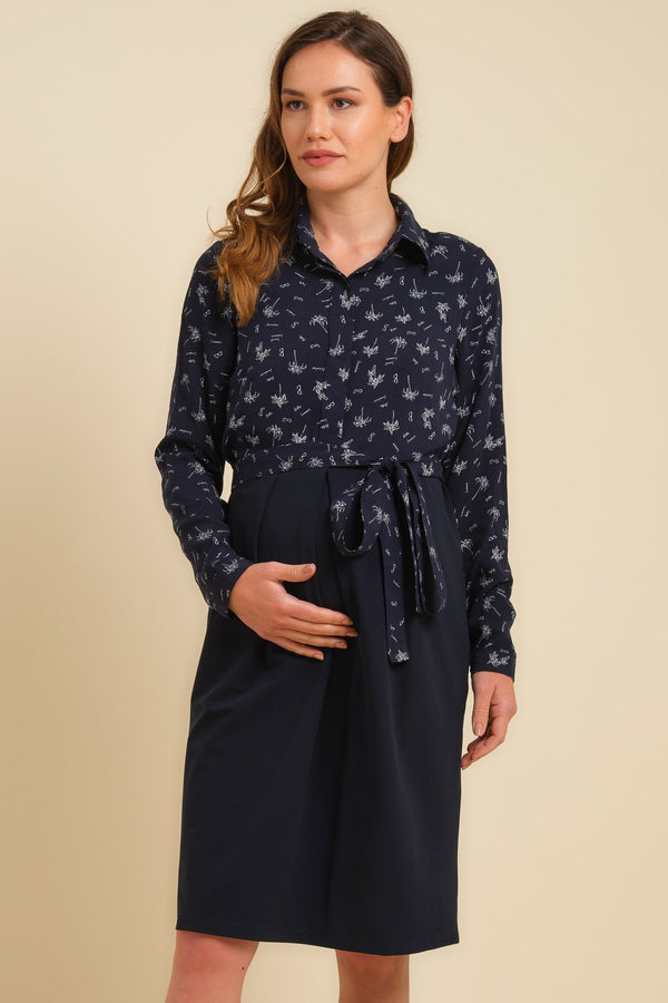 Φόρεμα εγκυμοσύνης και θηλασμού με εμπριμέ επάνω μέρος - - soonMAMA - Η σωστή προσθήκη στην κομψή και άνετη εγκυμοσύνη! - Παλτά για έγκυες