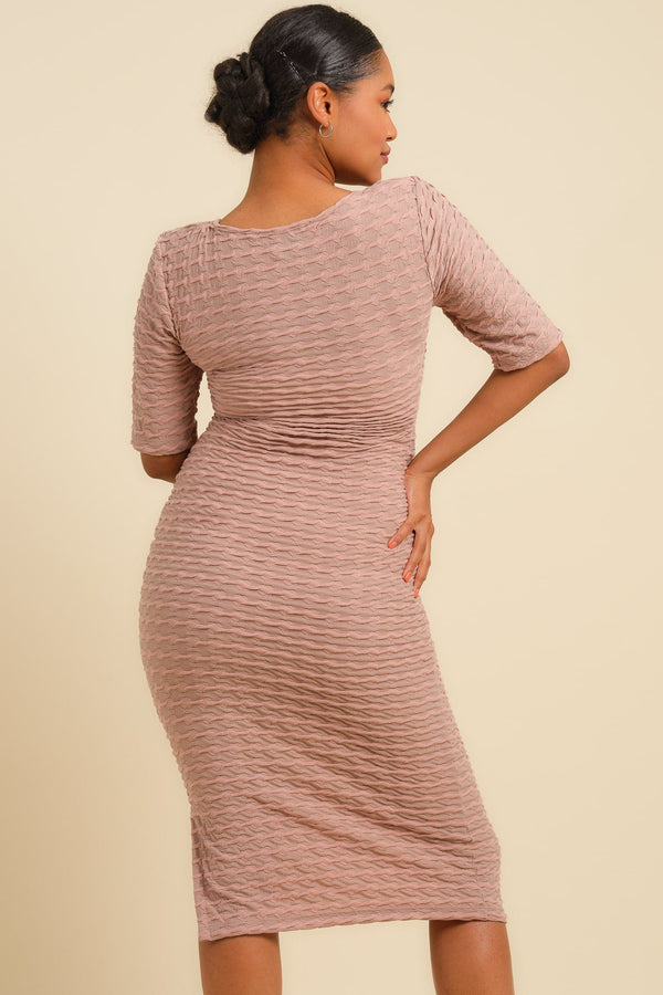 Μακρύ εφαρμοστό φόρεμα εγκυμοσύνης και θηλασμού με σκίσιμο