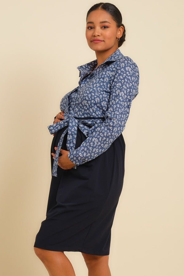 Φόρεμα εγκυμοσύνης και θηλασμού με επάνω μέρος από τζιν ύφασμα - - soonMAMA - Η σωστή προσθήκη στην κομψή και άνετη εγκυμοσύνη! - Παλτά για έγκυες