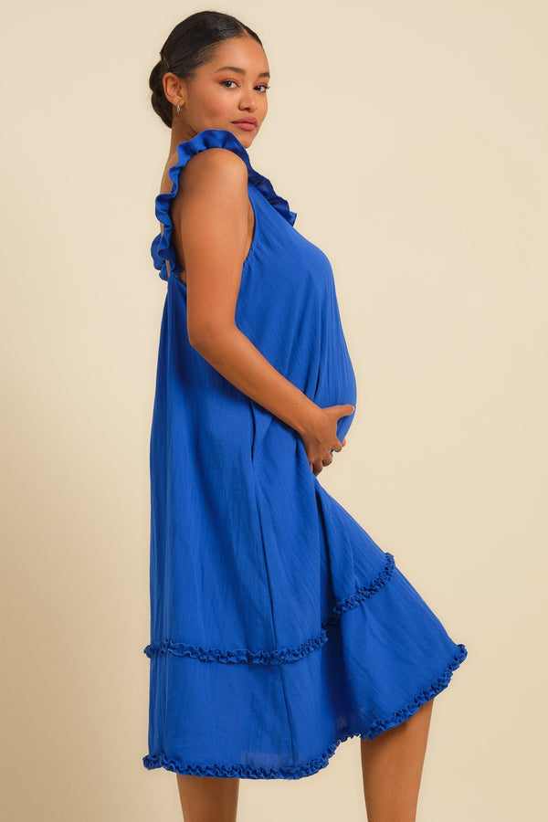 Ριχτό φόρεμα εγκυμοσύνης με βολάν - - soonMAMA - Η σωστή προσθήκη στην κομψή και άνετη εγκυμοσύνη! - Παλτά για έγκυες