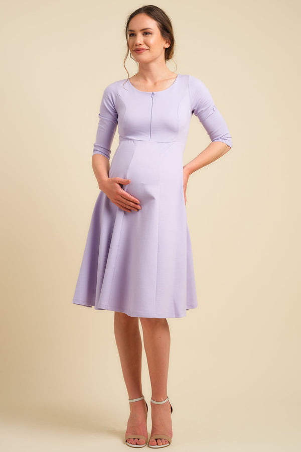 Βραδινό φόρεμα εγκυμοσύνης και θηλασμού - λιλά - - soonMAMA - Η σωστή προσθήκη στην κομψή και άνετη εγκυμοσύνη! - Παλτά για έγκυες