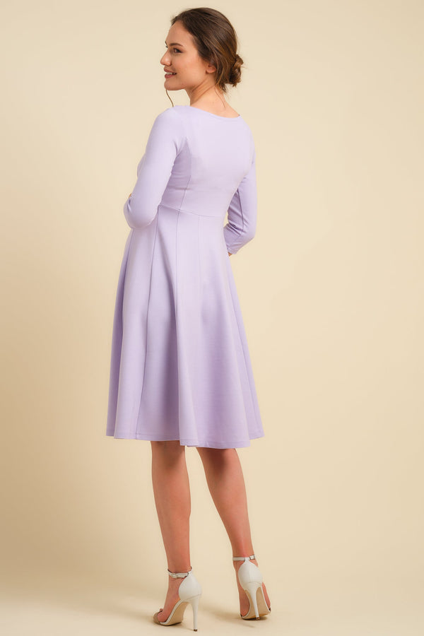 Βραδινό φόρεμα εγκυμοσύνης και θηλασμού - λιλά - - soonMAMA - Η σωστή προσθήκη στην κομψή και άνετη εγκυμοσύνη! - Παλτά για έγκυες