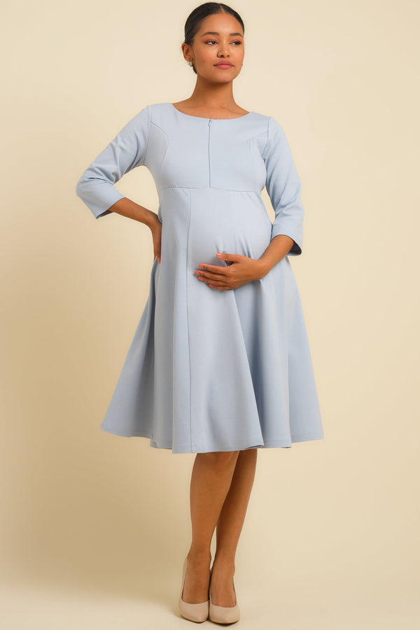 Βραδινό φόρεμα εγκυμοσύνης και θηλασμού - ανοιχτό μπλε - - soonMAMA - Η σωστή προσθήκη στην κομψή και άνετη εγκυμοσύνη! - Παλτά για έγκυες