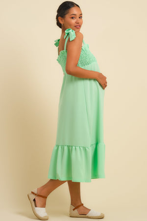 Φόρεμα εγκυμοσύνης και θηλασμού με σφηκοφωλιά - μέντας - - soonMAMA - Η σωστή προσθήκη στην κομψή και άνετη εγκυμοσύνη! - Παλτά για έγκυες